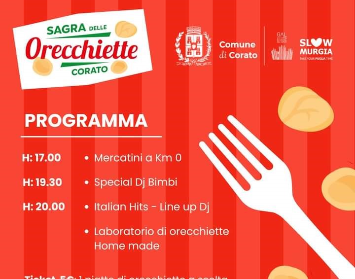 Prima sagra delle orecchiette a Corato tra gastronomia, storia  e identità.