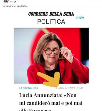 Annunziata si candida in Europa, Laura Tecce la prende in giro: “E invege ti sei ganditata”