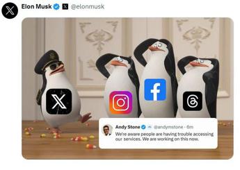 Facebook e Instagram down, Musk sbeffeggia Meta su X