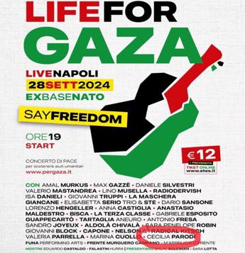 ‘Life for Gaza’ a Napoli, da locandina sparisce nome scrittrice che “odia ebrei”